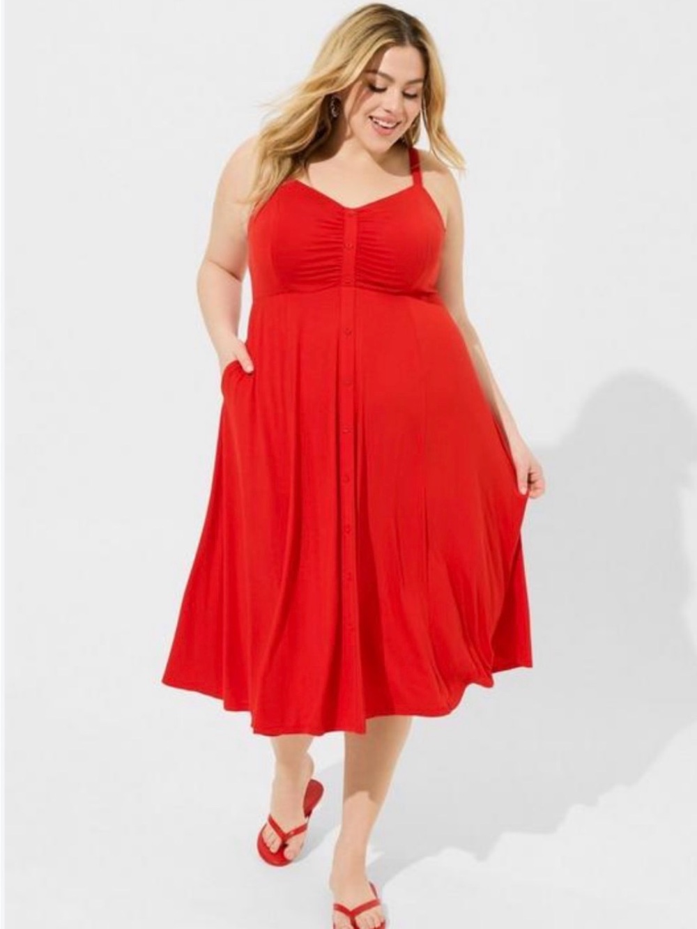 torrid Red Midi Button-Front Sundress